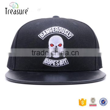 headwear popular flat leather brim mens cap acrylic flat cap