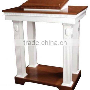 Opened white Tiered with lift-lid storage area wooden churh Pulpit / white church furniture / conference room Pulpit / classroom