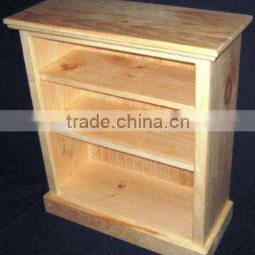 Solid unfinished pine wood small storage bookcase insert with adjustable shelving shelf