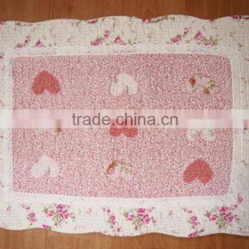 Valentine Day Heart Vintage Lace Patchwork Quilted Cotton Bedroom Bath Floor Mat Rug