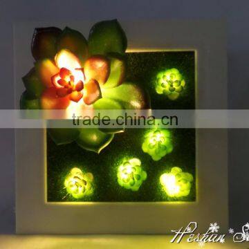 2016 new product Christmas home decoration artificial succulent with led light for home art decoration