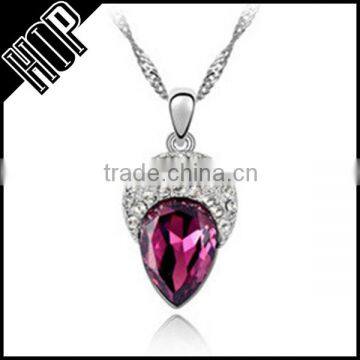 Best selling fashion silver alloy red diamond pine cone pendant