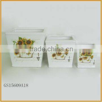 lighted outdoor ceramic square flower plant pots decorative