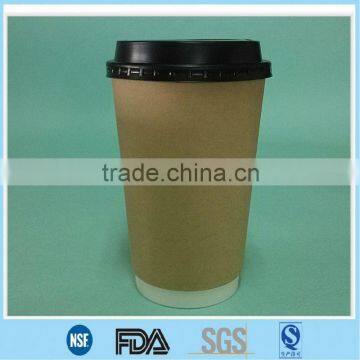 16oz disposable cutomer logo printed double wall paper cup with lid/2014 newest designed double wall coffee cup with lid