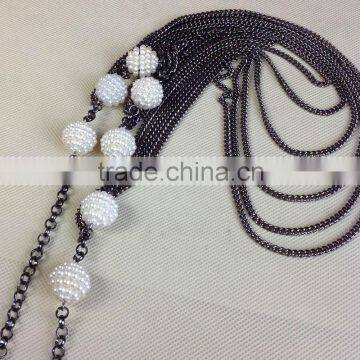 European And American Big Exaggerated Multilayer Gun Black Alloy Key Chain Long Necklace photo-3