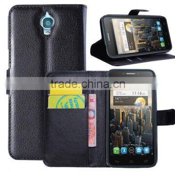 Litchi Pattern Soft Wallet Stand Leather Case For Alcatel One Touch Idol 6030 OT6030/Idol X 6040/Idol S OT6034R