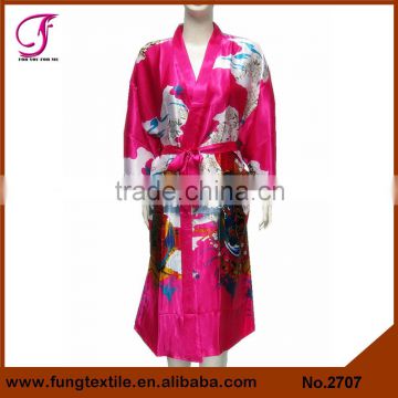 2707 Long Design Girl Pattern Silk Sexy Women Kimono