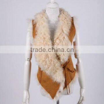 Brand New Design Irregular Collar Shearing Lamb Fur Vest