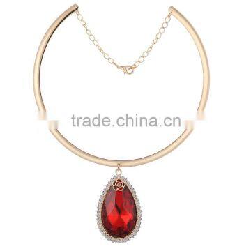 Wholesale fashion red diamond big metal choker necklace