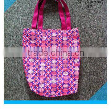 Promotional purple customized cotton shopping bag with printing