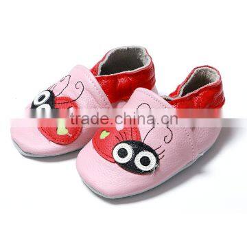 2016 sping summer fall pink red bee pattern baby leather shoes