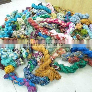 sari silk chiffon printed ribbons for yarn and fiber stores, knitters, weavers, textile and fiber artisans , jewelry designers,