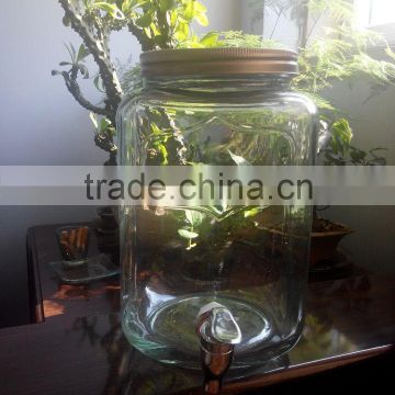 5L Square glass storage jar dispenser with tap