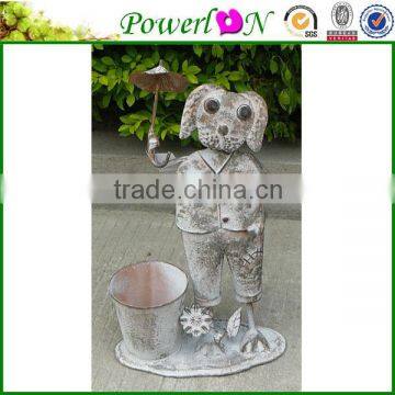 Cheap Price Unique Novelty Wrough Iron Standing Dog Plant Pot For Patio Garden Backyard I29M TS05 G00 X00 PL08-6130