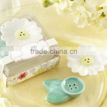 ceramic wedding favor Flower Blossom ceramic salt and pepper shaker