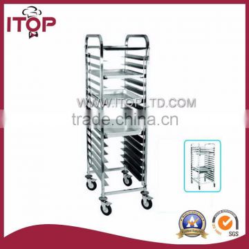 Stainless Steel highter food transport trolley with pans