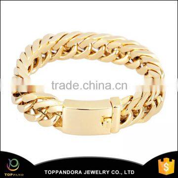 Custom Shiny Stainless Steel Fashion Gold Plated Chain Bracelet