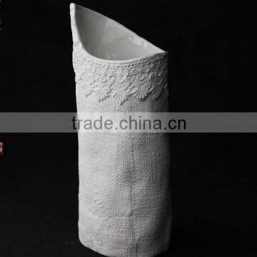 Design Garden Decoration White Shape Ceramic Flowerpot