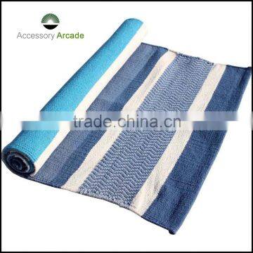Blue Coloured Striped Yoga Rug,