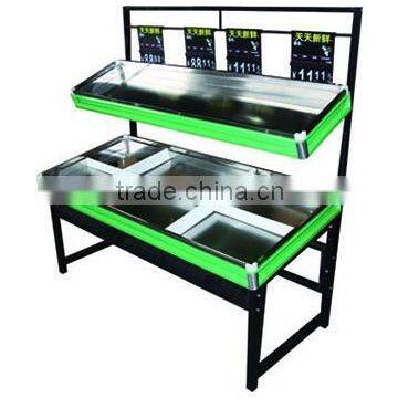 RH-VFDS SS Base + No Mesh Double Supermarket Fruit Vegetable Display Rack