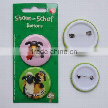 Good quality Cartoon badge with card paper packing, tin plastic button badge , badge pack