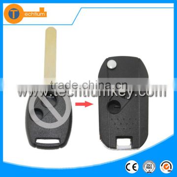 car key cover with logo and uncut blade without circuit board 3 button flip remote key case shell for Honda fit accord 7