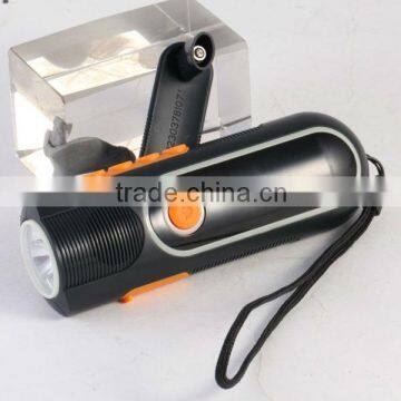 Emergency rechargeable flashlight with radio & winding up flashlight charger