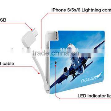 Small Ultra Slim Card-shape Credit Card Power Bank 2200mah 2500mah