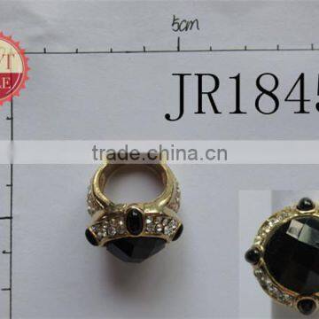 Antique Gold Black Resin Stone Crystal Wedding Gift Ring
