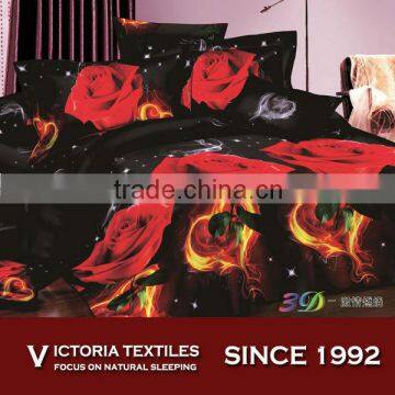 fire red rose pattern super soft bedding sheets set king comforter set