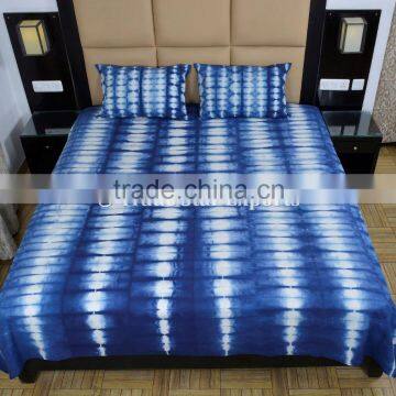 Indigo Dye Bedspread With Pillow Cover Tie Dye Bedding Set Indian Cotton Bed Cover Bohemian Bed Sheets