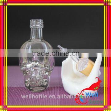 100ml clear skull head glass eliquid dropper bottle glass skull bottle with child proof dropper