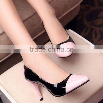 Sexy Pointed Toe Pump Shoes Stiletto Heel Fashion Shoes Patent Genuine Leather High Heel Dress Shoes CP6674