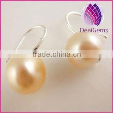 Wholesale 925 Silver 8mm Natural Freshwater Pearl Earrings