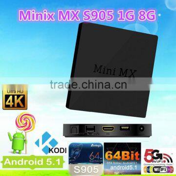 mini mx M8S Android tv box Amlogic S905 2GB/8GB quad core android 5.1 KODI 16.0 fully loaded M8S 2 year warranty