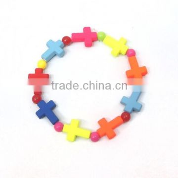 rubber cross and acrylic bead bracelet ,16*12mm cross