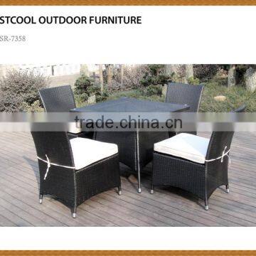 Deluxe Half Round PE Rattan Outdoor Table with Chairs Garden 6-Seater Dining set