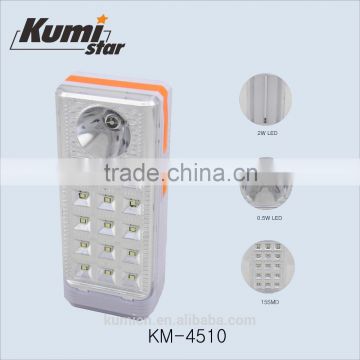 0.5W+15SMD/0.5W+2W LED rechargeable emergency lamp KM-4510