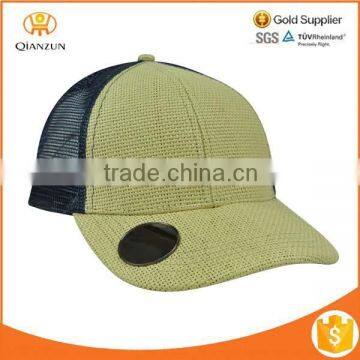 Blank Plain Woven Snapback Cap Bottle Opener Straw Mesh Baseball Hat