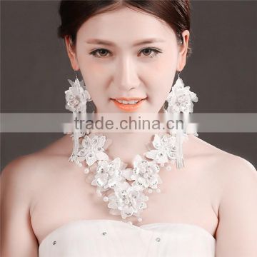 MYLOVE white lace bridal jewelry set necklace earring set flower new design jewelry MLT002