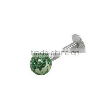 Hand Painted Green Glitter Ball Bead Labret Monroe body piercing rings