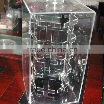 acrylic watch display case with rotating base and lock