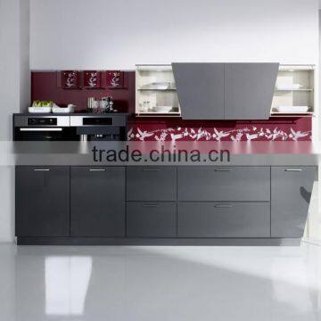 High Gloss Grey Lacquer Kitchen Cabinets photo-2