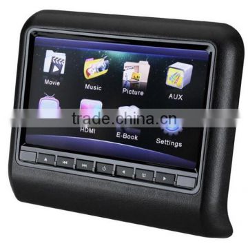 Black 9inch Car Headrest Mounting DVD Media Player Supports USB/SD/IR/FM/32-digit Game/Speaker