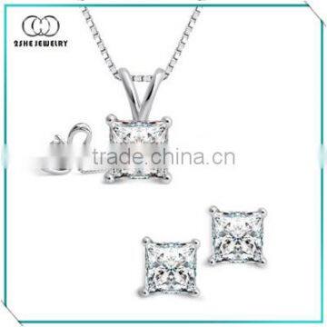 Factory wholesale square silver jewellery cz sets