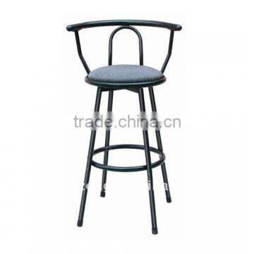 Modern black steel bar stool with back