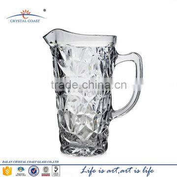 machine pressed glass pitcher clear glass water pitcher with handle glass juice pitchers