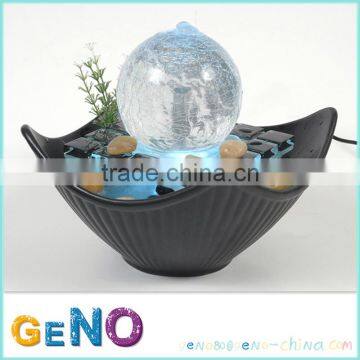 rotating crystal glass ball water fountain for indoor decoration