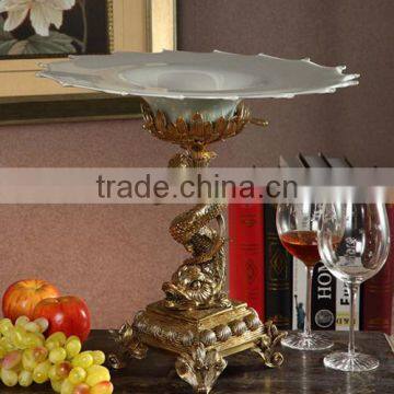 Ichthyosaur Shape Home Decorative Tray, Royal Brass With Crystal Art Tray (BF01-0205-1) photo-3