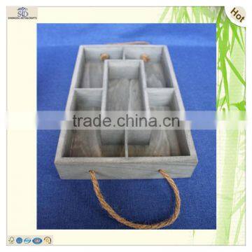 Antique Food Drink Flower Serving Compartments Wood Tray photo-6